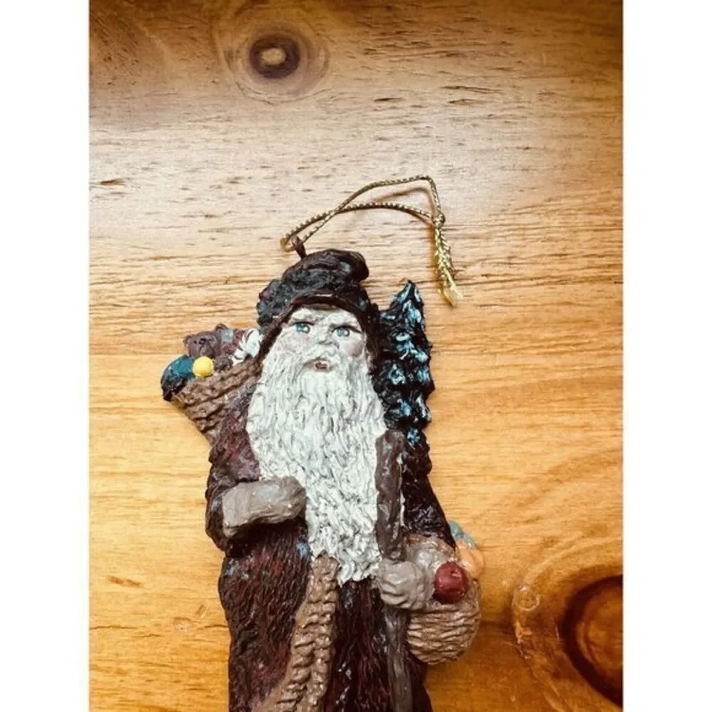 VTG Christmas Ornament Santa Noel St Nicholas W/Bag Of Toys Tree Fruit Basket‎